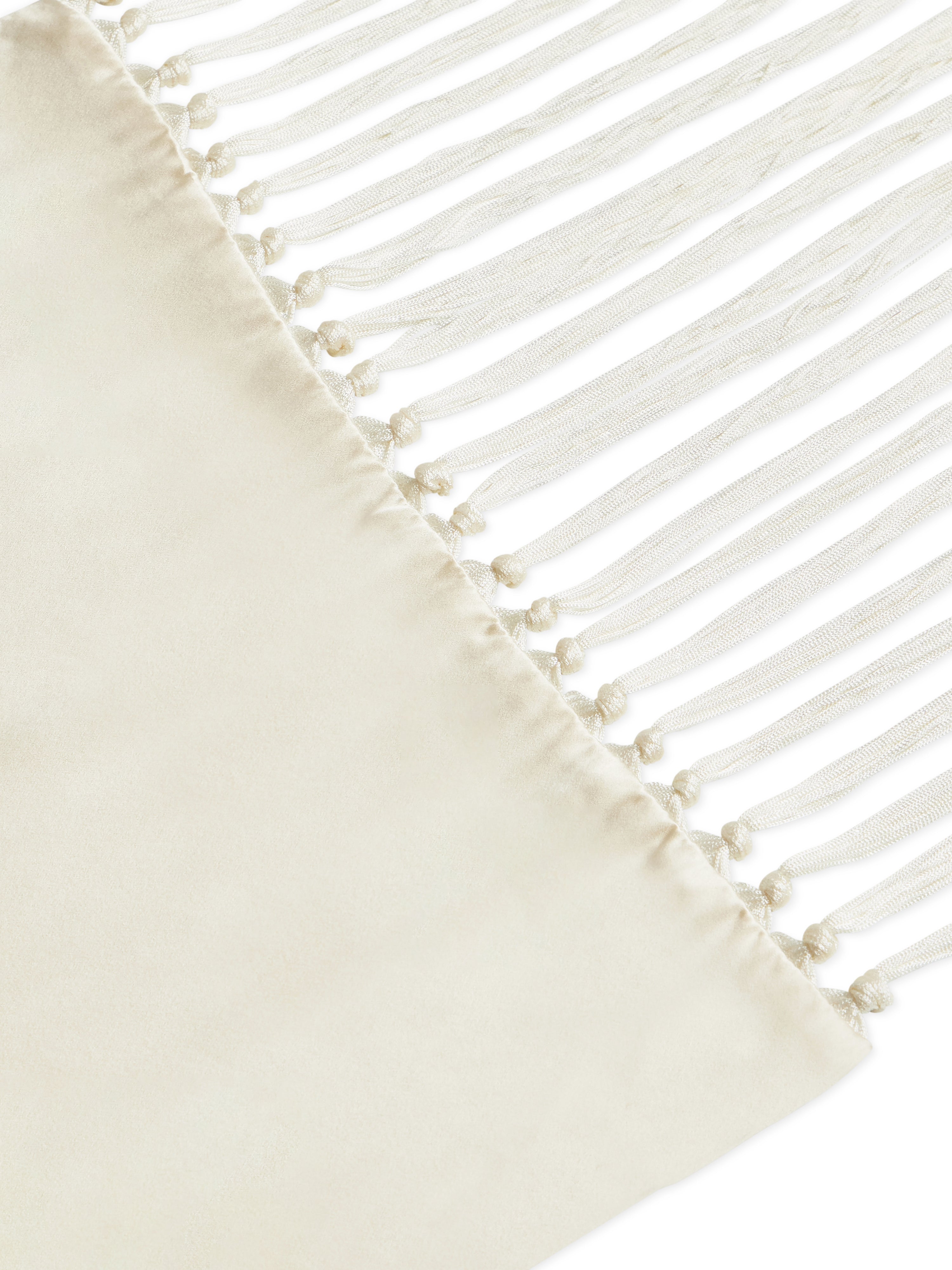 Champagne Silk Scarf With Fringes