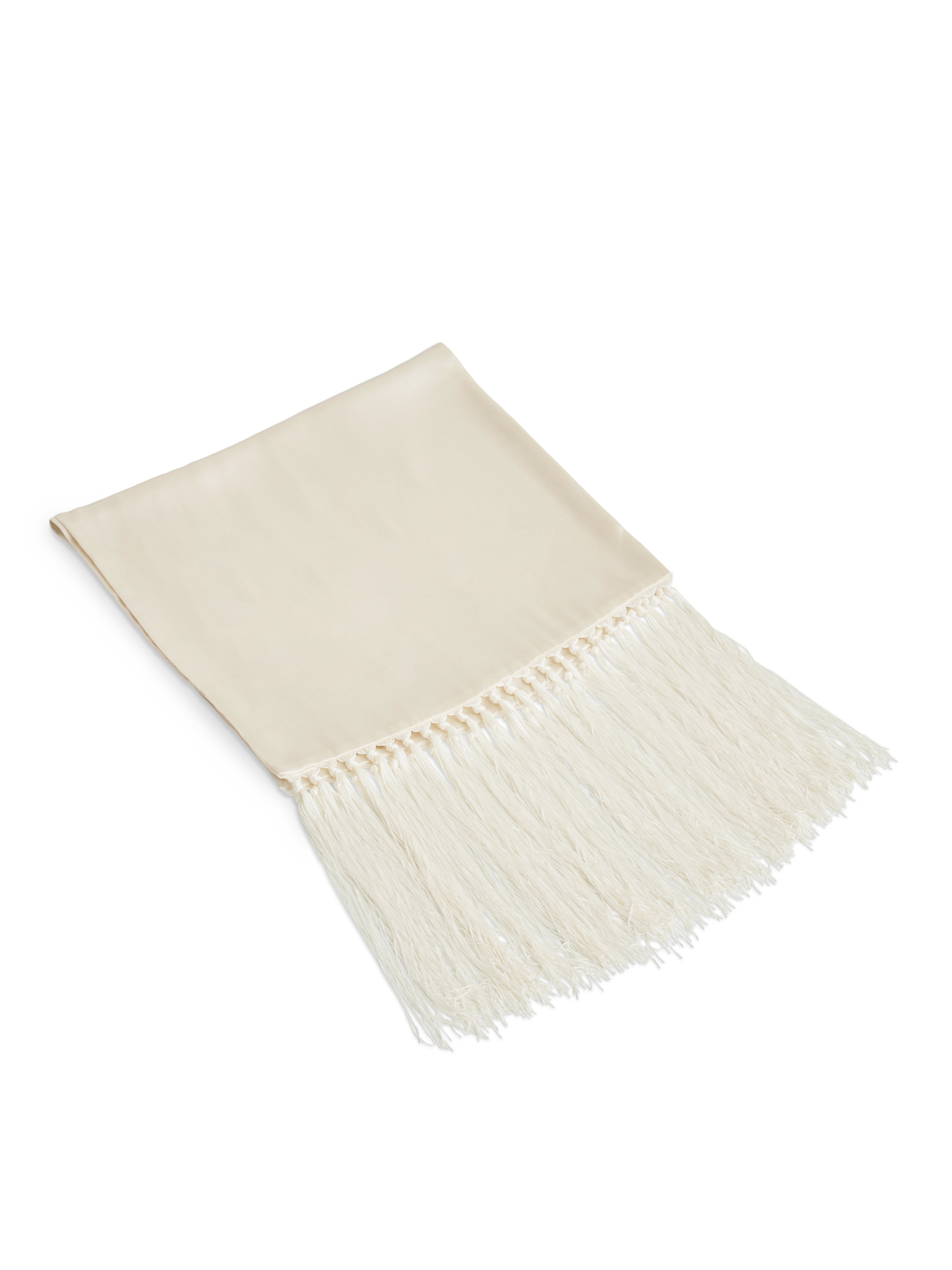 Champagne Silk Scarf With Fringes