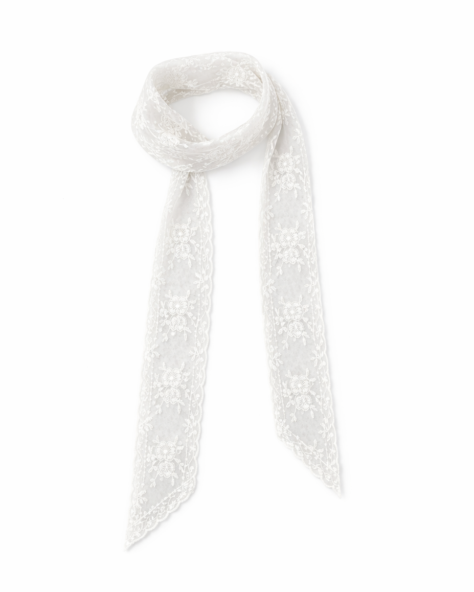 Lace Twilly White Neck Scarf