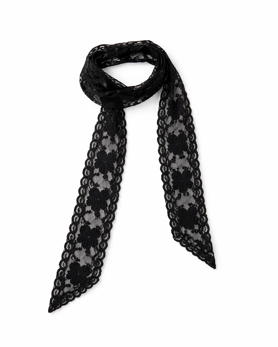 Lace Twilly Black Neck Scarf