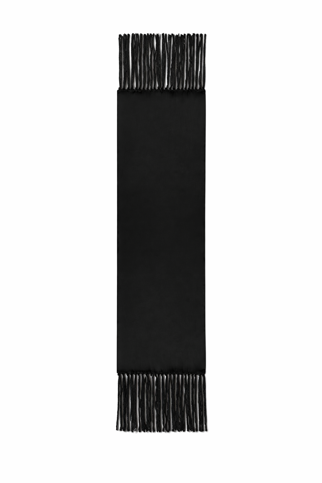 Black Silk Scarf With Fringes