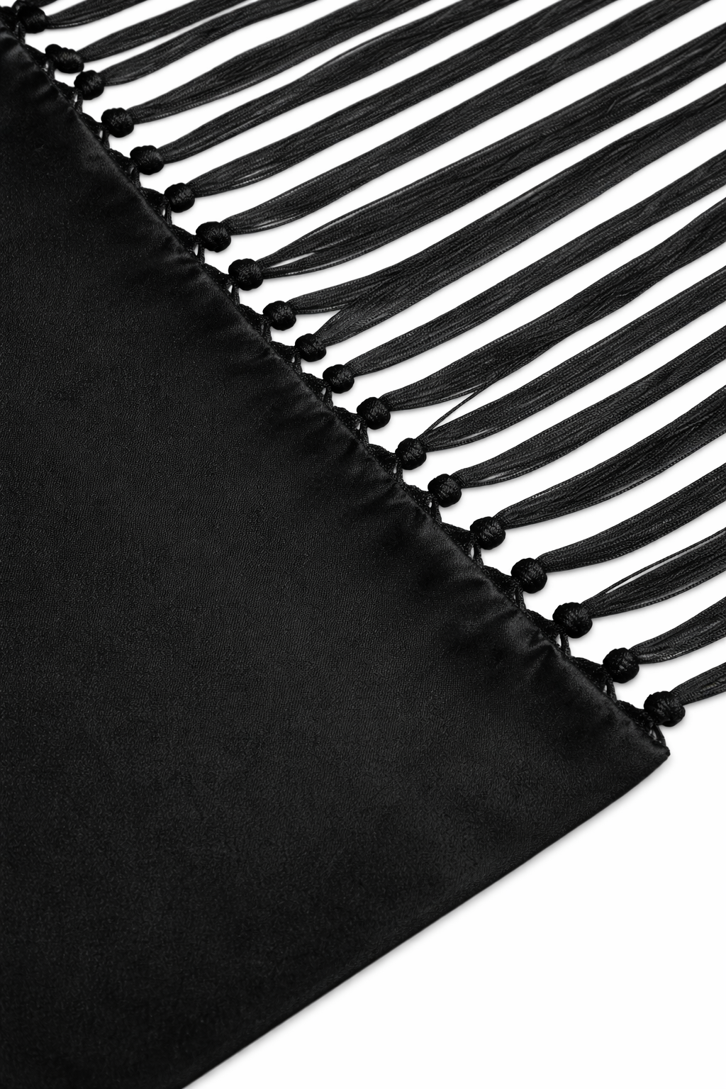 Black Silk Scarf With Fringes
