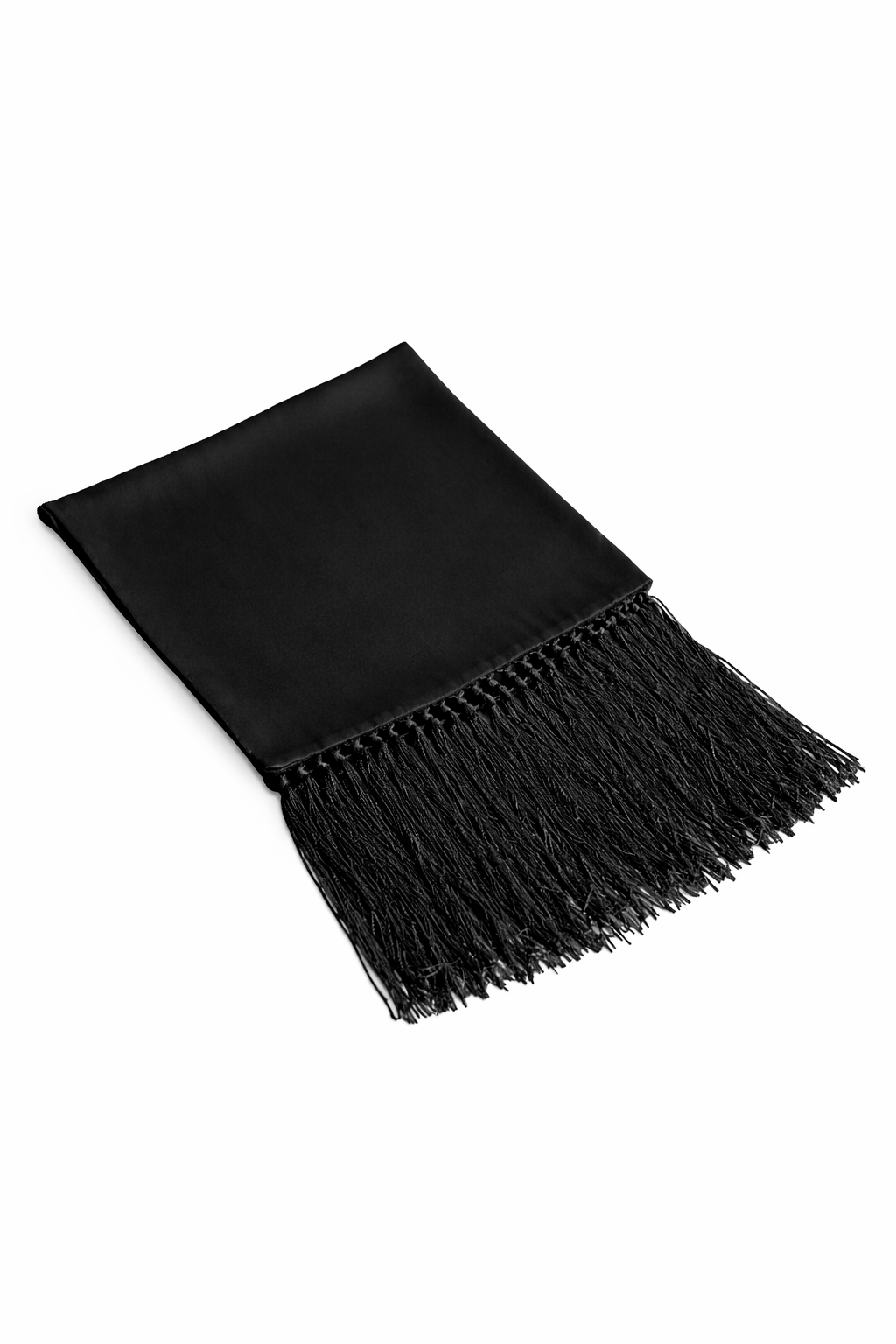 Black Silk Scarf With Fringes